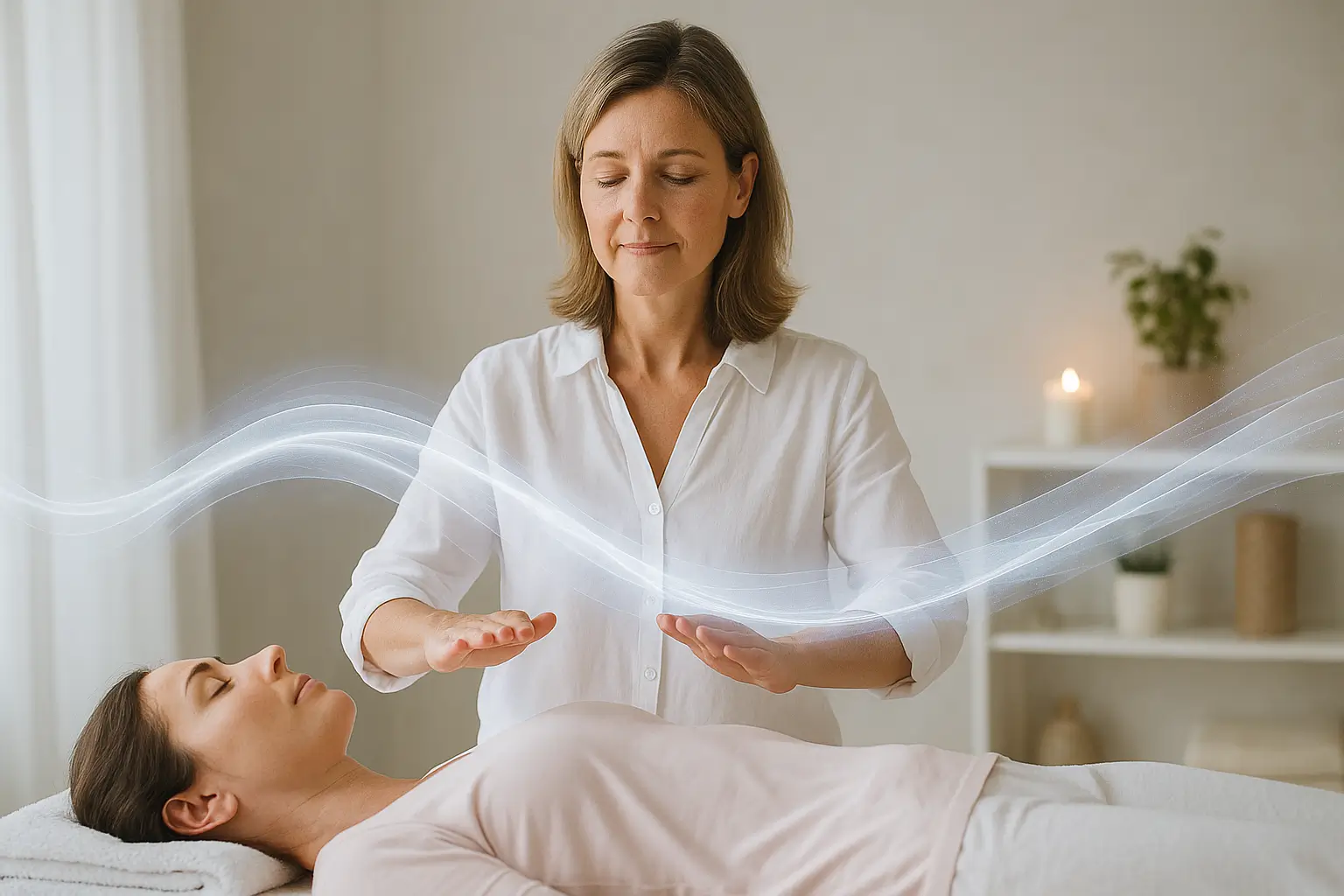 Reiki-Anbieterin bei der Arbeit
